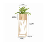 NNEAGS 70cm Gold Metal Plant Stand with Gold Flower Pot Holder Corner Shelving Rack Indoor Display