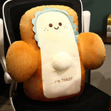 NNEAGS 2X 48cm Smiley Face Toast Bread Cushion Stuffed Car Seat Plush Cartoon Back Support Pillow Home Decor