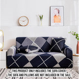 NNEAGS 3-Seater Checkered Sofa Cover Couch Protector High Stretch Lounge Slipcover Home Decor