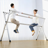 NNEAGS 2X 2.4m Portable Standing Clothes Drying Rack Foldable Space-Saving Laundry Holder 3 Poles