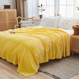 NNEAGS 2X Yellow Throw Blanket Warm Cozy Striped Pattern Thin Flannel Coverlet Fleece Bed Sofa Comforter