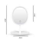 NNEAGS 2X 26cm White Oval Smart LED Makeup Bedroom Table Vanity Mirror Tricolor Adjustable Light