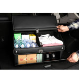 NNEAGS 2X 56cm Leather Car Boot Collapsible Foldable Trunk Cargo Organizer Portable Storage Box with Lock Black