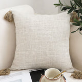NNEAGS 2X 50cm Beige Pillow Textured Throw Cover, Luxurious Rib Knit Ribbed Cotton Throw Pillow