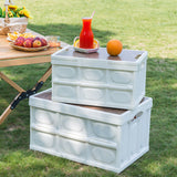 NNEAGS 2X 34.5x22cm 18L White Car & Camping Foldable Storage Box Crate Stackable Container No Handle
