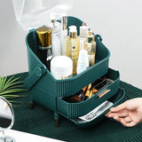NNEAGS 2X 29cm Green Countertop Makeup Cosmetic Storage Organiser Skincare Holder Jewelry Storage Box with Handle