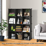 NNEAGS 4 Tier 12-Cube Black Portable Wardrobe Divide-Grid Modular Storage Organiser Foldable Closet