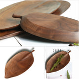 NNEAGS Set of 2 Walnut Leaf Shape Wooden Tray Food Charcuterie Serving Board Paddle Centerpiece Home Decor