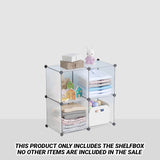 NNEAGS 2X 4-Cube Transparent Shelf Box Portable Cubby DIY Storage Shelves Modular Closet Organiser