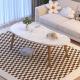 NNEAGS 80x40cm White Stone Pattern Living Room Nordic  Coffee Table Modern Style