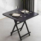 NNEAGS Black Dining Table Portable Square Surface Space Saving Folding Desk Home Decor