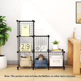 NNEAGS 2X Black Portable 6-Cube 3 Column Storage Organiser Foldable DIY Modular Grid Space Saving Shelf