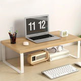 NNEAGS 2X 40cm Wood Computer Monitor Elevated Stand Desktop Support Station Rack