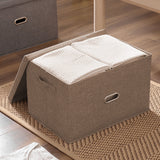 NNEAGS 2X Coffee Medium Foldable Canvas Storage Box Cube Clothes Basket Organiser Home Decorative Box