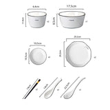 NNEAGS Diamond Pattern Ceramic Dinnerware Crockery Soup Bowl Plate Server Kitchen Home Decor Set of 8