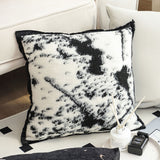 NNEAGS 45cm Light Vintage Leopard Print Black & White Ink Splatter Wide-Edge SquareThrow Pillow