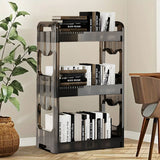 NNEAGS 2X 38x24cm Clear 4 Tier Bookshelf & Cosmetic Storage Organizer Trolley Rack