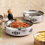 NNEAGS 26cm Dry Pot with Hammered Texture, Natural Silver Color, a Kitchen Essential