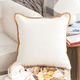 NNEAGS 2X 45cm Warm Wood Tone & Apricot Shell Edged Square Throw Pillow