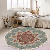 NNEAGS 90cm Mandala Round Rug Boho Design Hippie Area Rug Anti-slip Doormat, Home Decor