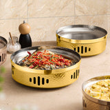 NNEAGS 26cm Dry Pot with Hammered Texture, Natural Gold Color Kitchen essential