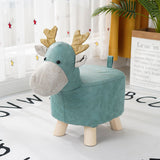 NNEAGS Green Children Bench Deer Character Round Ottoman Stool Soft Small Comfy Seat Home Decor