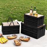 NNEAGS 2X 42cm 30L Black Car & Camping Foldable Storage Box Crate Stackable Container with Handle