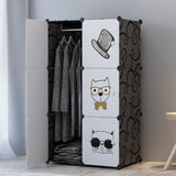 NNEAGS 6 Cubes Black Portable Wardrobe Divide-Grid Modular Storage Organiser Foldable Closet