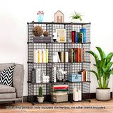 NNEAGS Black Portable 12-Cube Storage Organiser Foldable DIY Modular Grid Space Saving Shelf