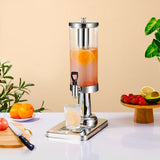 NNEAGS 2X Single 3L Silver Stainless Steel Beverage Dispenser Ice Cylinder Clear Juicer Hot Cold Water Jug