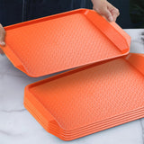 NNEAGS Rectangular Serving Tray Heavy Duty Waterproof Stackable Plastic Food Snack Pan Set of 10 Orange