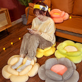 NNEAGS 2X  Yellow Double Flower Shape Cushion Soft Bedside Floor Plush Pillow Home Decor