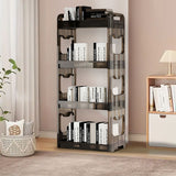 NNEAGS 38x24cm Black 3 Tier Bookshelf & Cosmetic Storage Organizer Trolley Rack