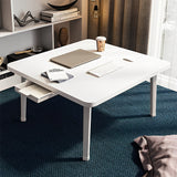 NNEAGS White Portable Floor Table Small Square Space-Saving Mini Desk Home Decor