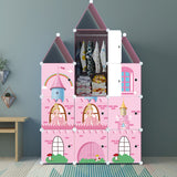 NNEAGS 10 Cubes DIY Castle Print Portable Wardrobe Divide-Grid Modular Storage Organiser Foldable Closet