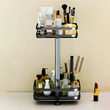 NNEAGS 2X 2 Tier Steel Black Square Rotating Multi-Function Kitchen Portable Storage Spice Seasoning Kitchen Countertop Organiser Shelf