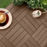 NNEAGS 11 pcs Light Chocolate DIY Wooden Composite Decking Tiles Garden Outdoor Backyard Flooring Home Decor