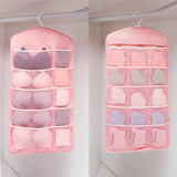NNEAGS 2X Pink Double Sided Hanging Storage Bag Underwear Bra Socks Mesh Pocket Hanger Home Organiser