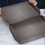 NNEAGS Rectangular Serving Tray Heavy Duty Waterproof Stackable Plastic Food Snack Pan Set of 5 Coffee