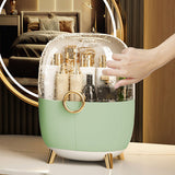 NNEAGS 2X Green Transparent Countertop Makeup Organiser Cosmetic Storage Waterproof Dustproof Bathroom Skincare Holder with Lid