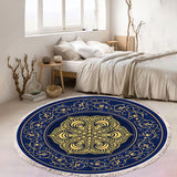 NNEAGS 90cm Area Rug Turquoise and Grey Abstract Art Painting Teal Anti-slip Doormat, Home Decor