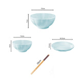 NNEAGS Light Blue Japanese Style Ceramic Dinnerware Crockery Soup Bowl Plate Server Kitchen Home Decor Set of 12