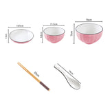 NNEAGS Pink Japanese Style Ceramic Dinnerware Crockery Soup Bowl Plate Server Kitchen Home Decor Set of 10