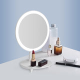 NNEAGS 2X Round White Rechargeable LED Light Makeup Mirror Tabletop Vanity Home Decor