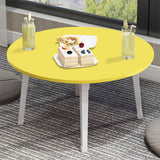NNEAGS 2X Yellow Portable Floor Table Small Round Space-Saving Mini Desk Home Decor