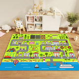 NNEAGS 2X 120cm Kids Rug Street Map Play Mat, Educational Baby Theme Park Area Rugs