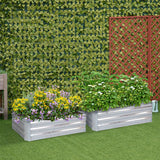 NNEAGS 120cm Rectangle Galvanised Raised Garden Bed Vegetable Herb Flower Outdoor Planter Box