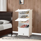 NNEAGS 5 Tier White Shoe Rack Organizer Sneaker Footwear Storage Stackable Stand Cabinet Portable Wardrobe with Cover