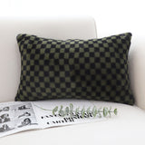 NNEAGS 30cm Urban Light Luxury Dark Green Checkered Lumbar Throw Pillow