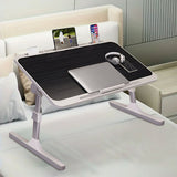 NNEAGS 70X45cm Black Small Laptop Bed Portable Foldable Study Table Adjustable